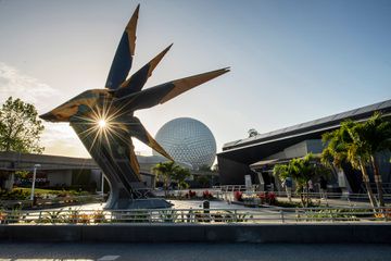 The first full-size Starblaster ever built stands outside Guardians of the Galaxy: Cosmic Rewind, at EPCOT at Walt Disney World Resort in Lake Buena Vista, Fla.