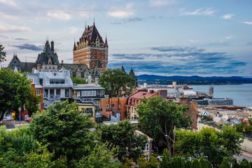Quebec city at sunset from Pierre-Dugua-De-Mons Terrace