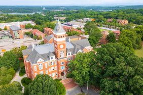 An aerial view of the Clemson University Campus