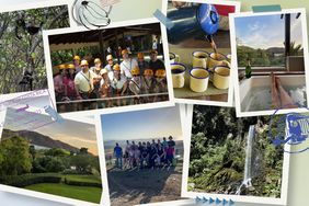 A scrapbook collage of family vacation photos from Costa Rica