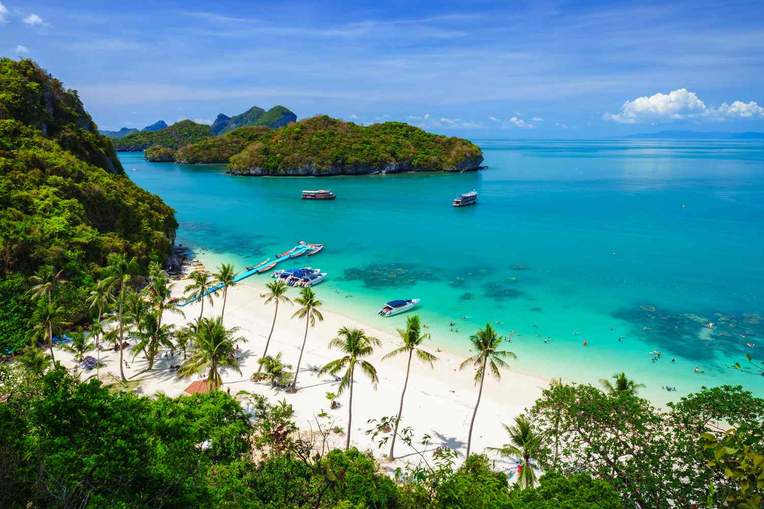 Bird eye view of Angthong national marine park, koh Samui, Suratthani, Thailand