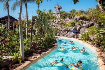 Guests on the Lazy River in Disneyâs Typhoon Lagoon Water Park