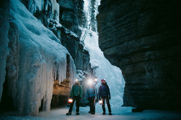 Ice walking the Maligne Canyon in Jasper, Canada
