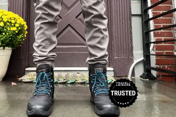 Man wearing Columbia snow boots