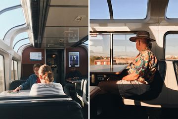 Shots of people in a train