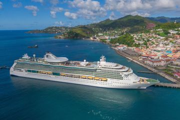 Aerial view of a Royal Caribbean ship