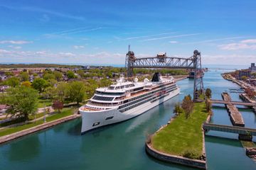 Viking Octantis cruise ship in Michigan's Soo Locks